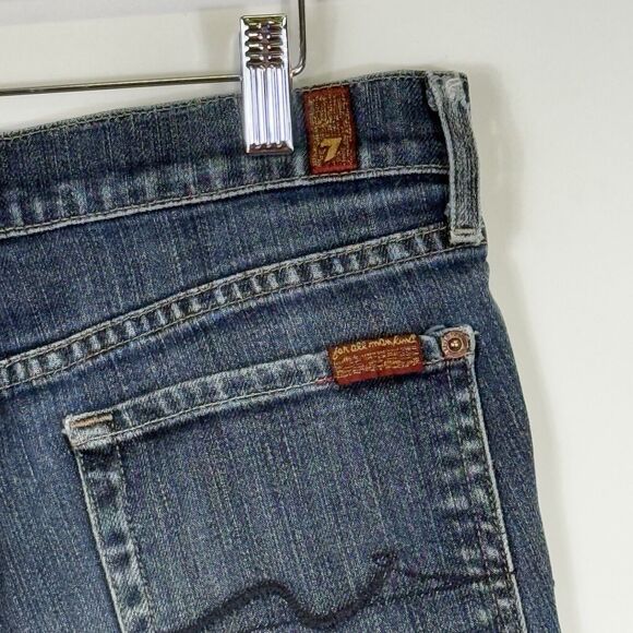 Seven For All Mankind 7FAMK Raw Edge DIY Cut Off Low Rise Denim Shorts Womens 28 - Picture 7 of 9